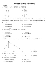 广东省河源市2023年八年级下学期期中数学试题【含答案】