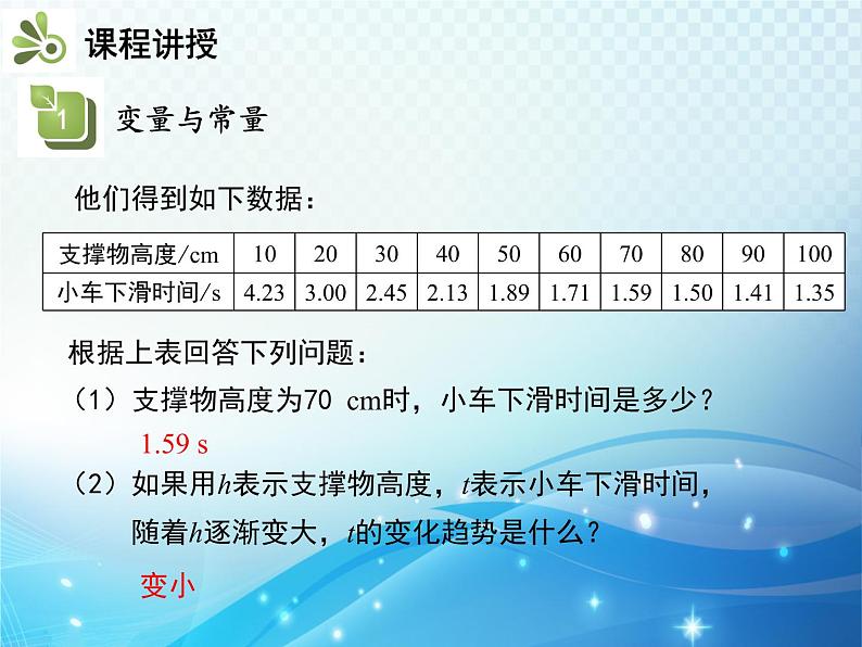 3.1 用表格表示的变量间关系 北师大版七年级下册同步教学课件第7页