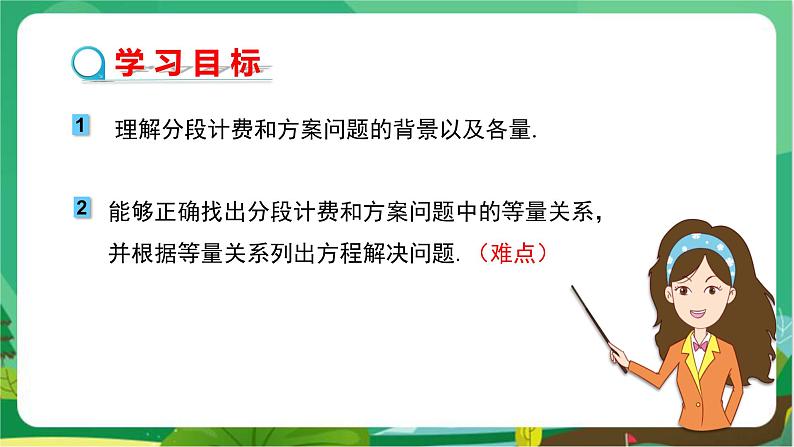 教学课件：七上·湘教·3.4一元一次方程模型的应用 （第4课时分段计费和方案问题）第2页