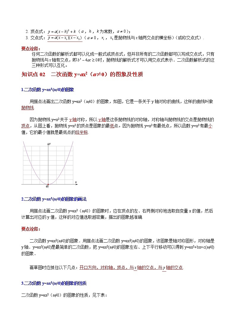 人教版数学九年级上册同步讲义第10课二次函数y=ax2(a≠0)与y=ax2+c(a≠0)（教师版）02