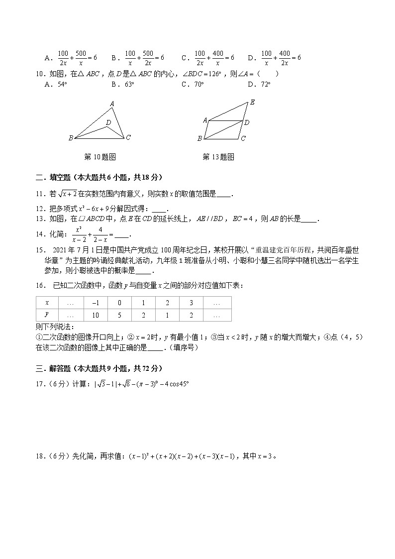 湖南省长沙市2020-2021-2九下中雅期中考试（带答案解析）02