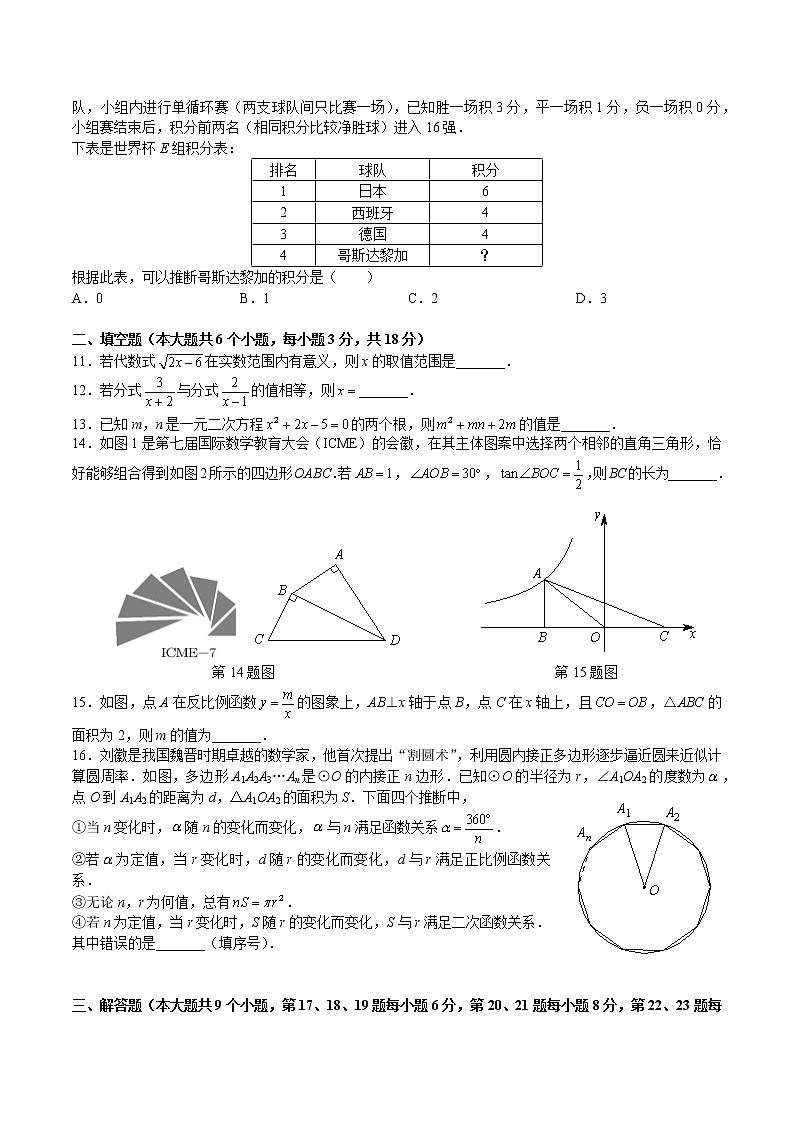 湖南省长沙市2022-2023-2九下数学广益第一次月考（无答案）02