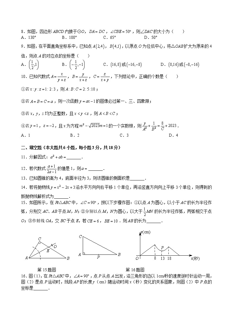 湖南省长沙市2022-2023-2九下数学立信第一次月考（无答案）02