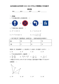 山东省泰安市岱岳区2022-2023学年上学期期末八年级数学测试题（含答案）