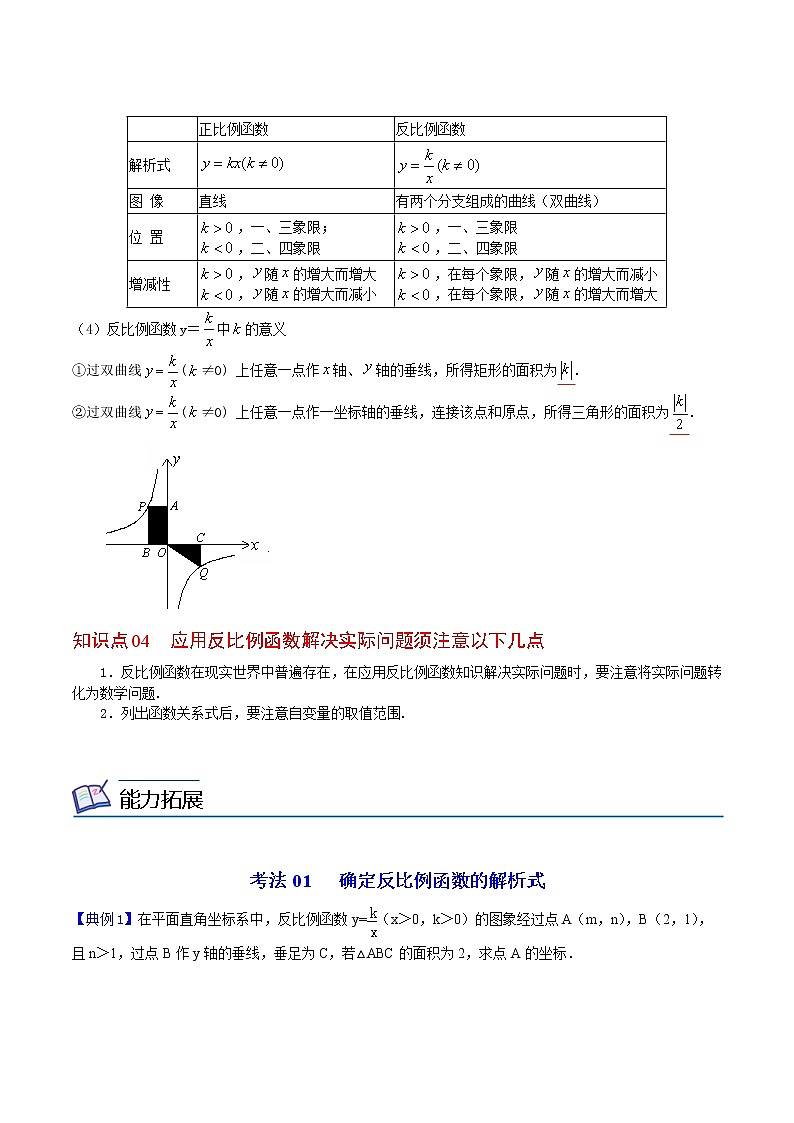 人教版数学九年级下册同步讲义第3课反比例函数全章复习与巩固（教师版）第3页