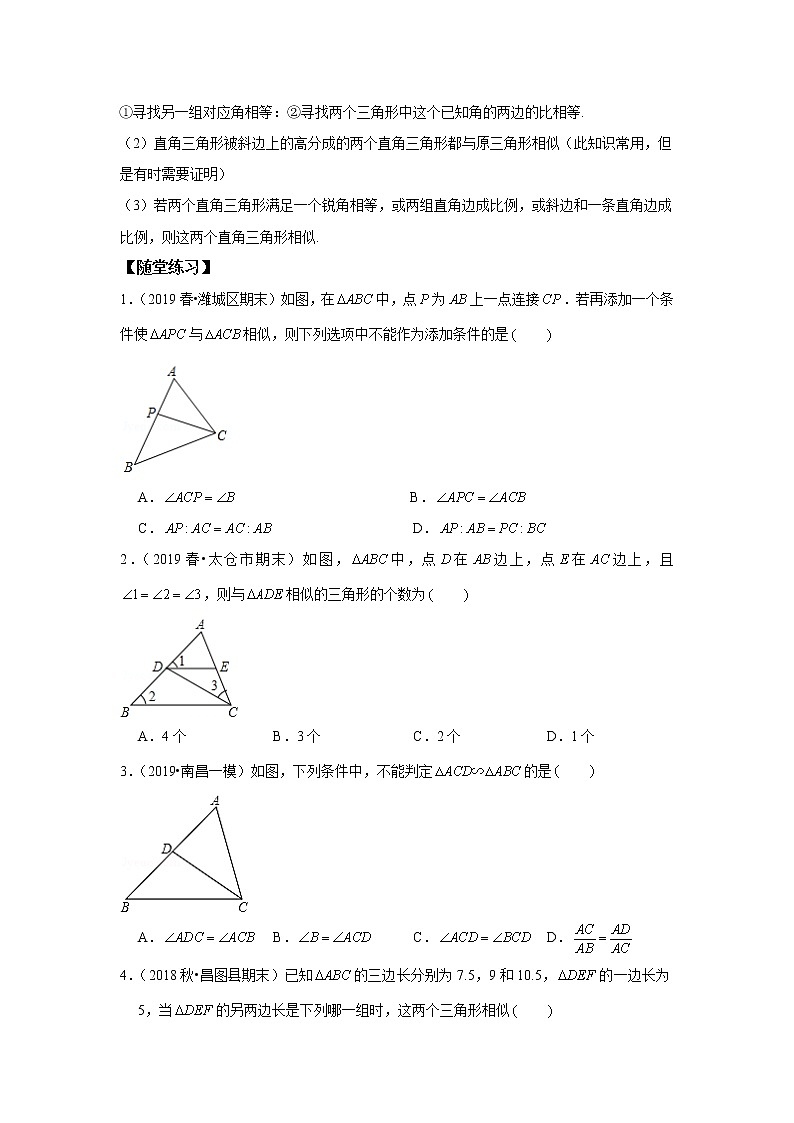 北师大版初三数学上册（秋季班）讲义  第5讲 相似三角形--基础班（学生版）第3页