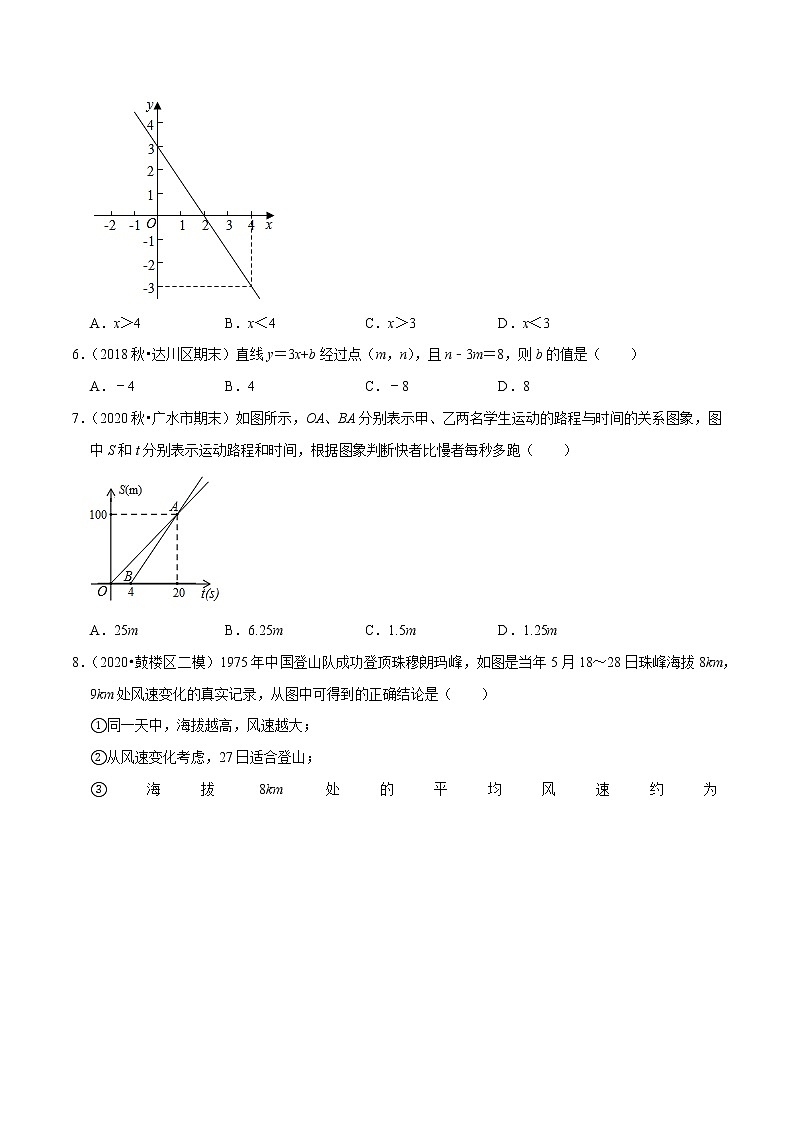 8年级数学下册尖子生同步培优题典 专题19.12  第19章一次函数单元测试（培优卷）03