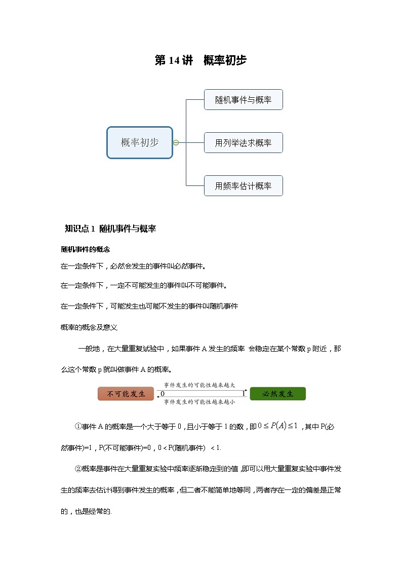 初一数学北师大版春季班  第14讲 概率初步--基础版（教师版）第1页