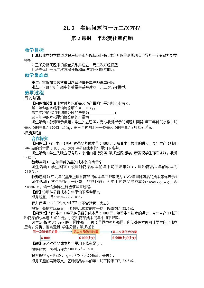 人教版数学九上21.3 实际问题与一元二次方程 （第2课时）（课件+教案++练习）01