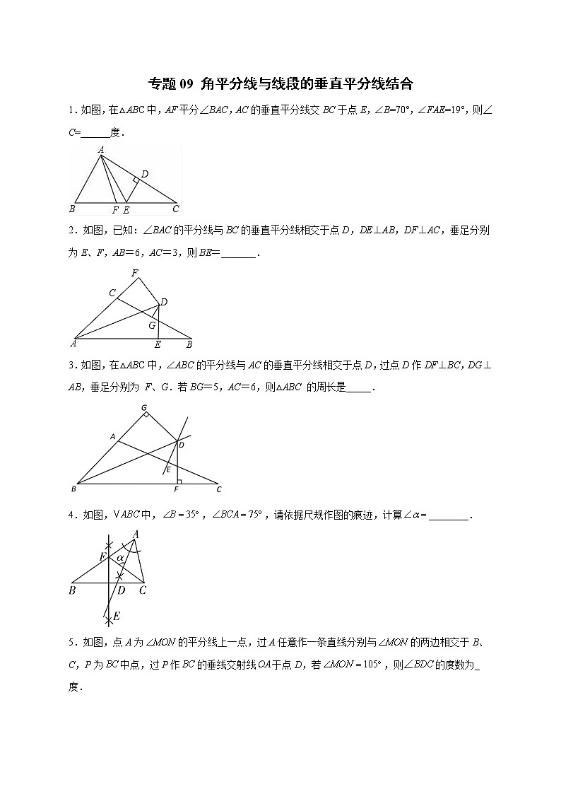 专题09 角平分线与线段的垂直平分线结合-八年级数学上册常考点微专题提分精练（浙教版）01