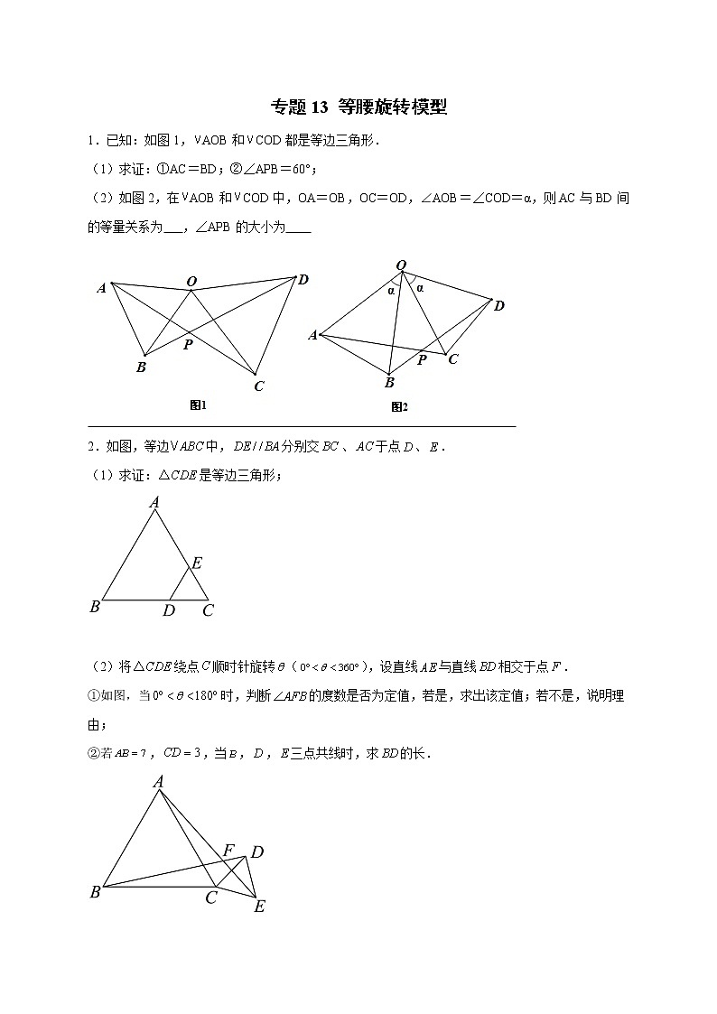 专题13 等腰旋转模型（原卷版）第1页