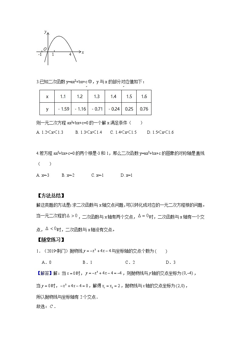 初三数学北师大版下册（春季班） 第4讲 二次函数与方程、不等式综合--基础版 讲义02