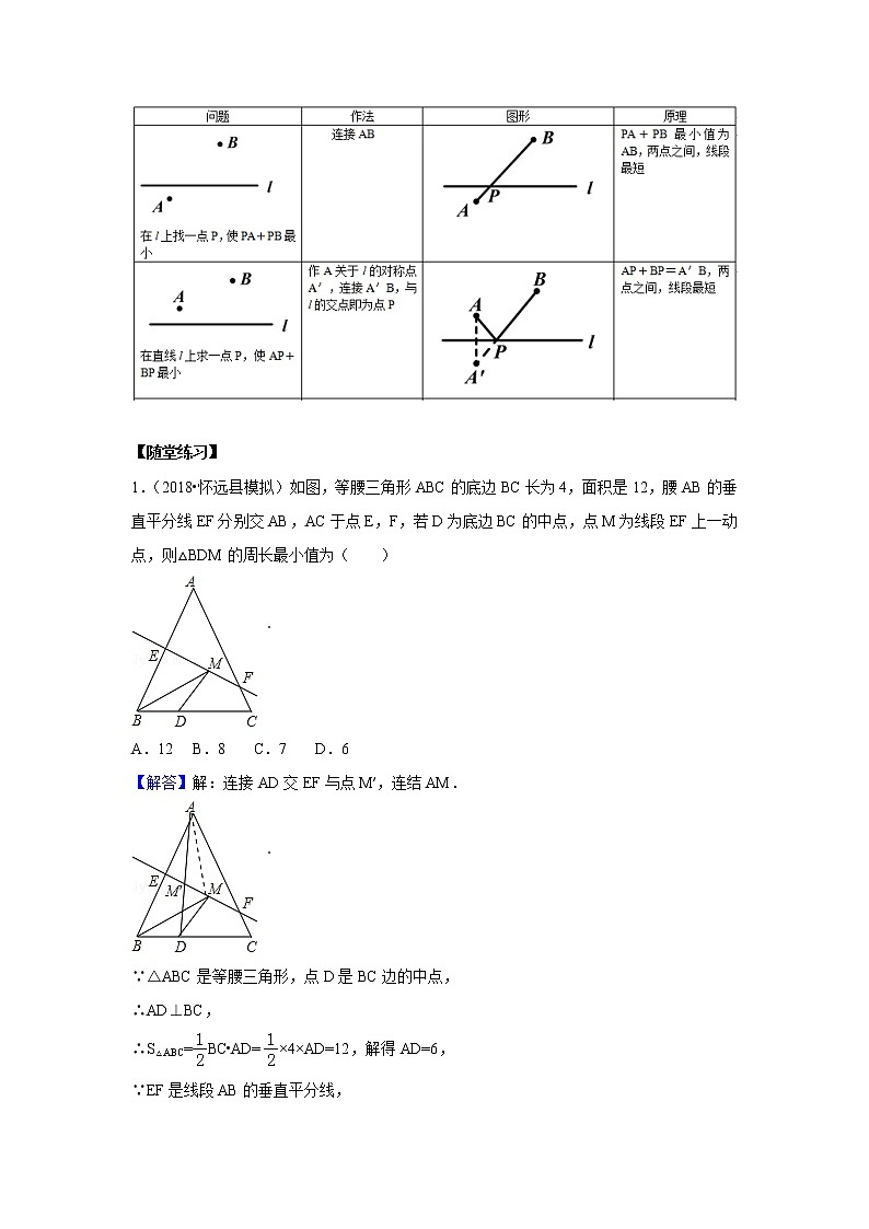 人教版初二数学上册（秋季班）讲义  第8讲  最短路径问题--尖子班03