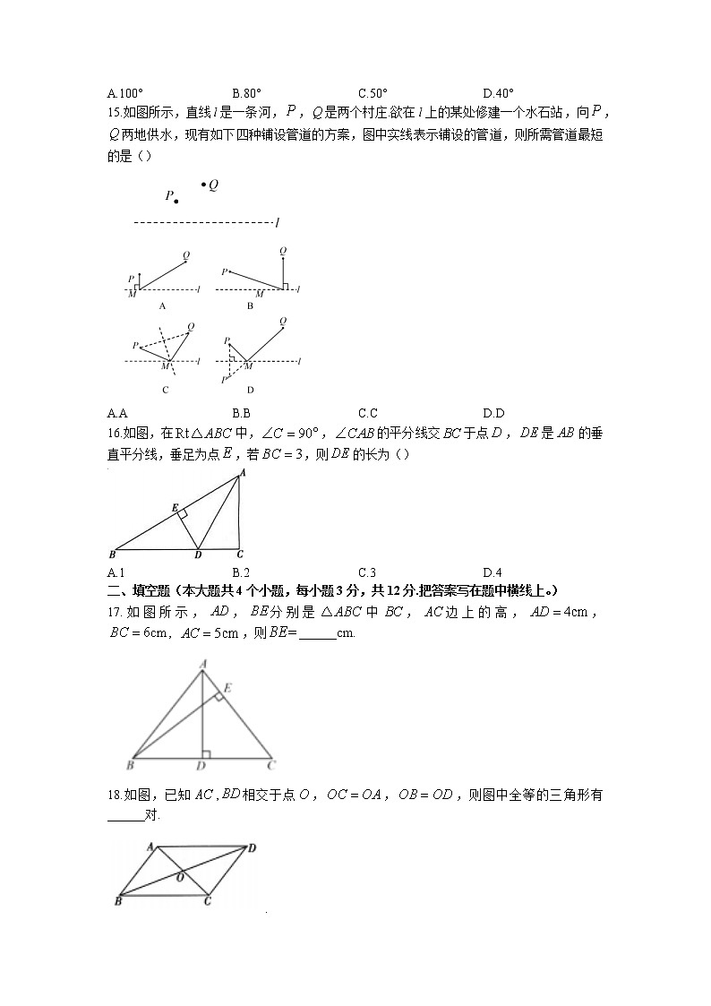 2022—2023学年河北省邯郸市八年级上册数学期中专项提升模拟试卷（含解析）03
