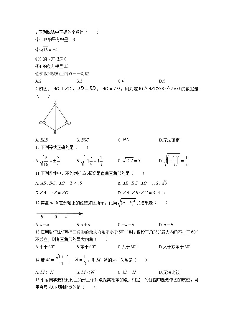 2022—2023学年河北省石家庄市八年级上册数学期末专项提升模拟试卷（含解析）02