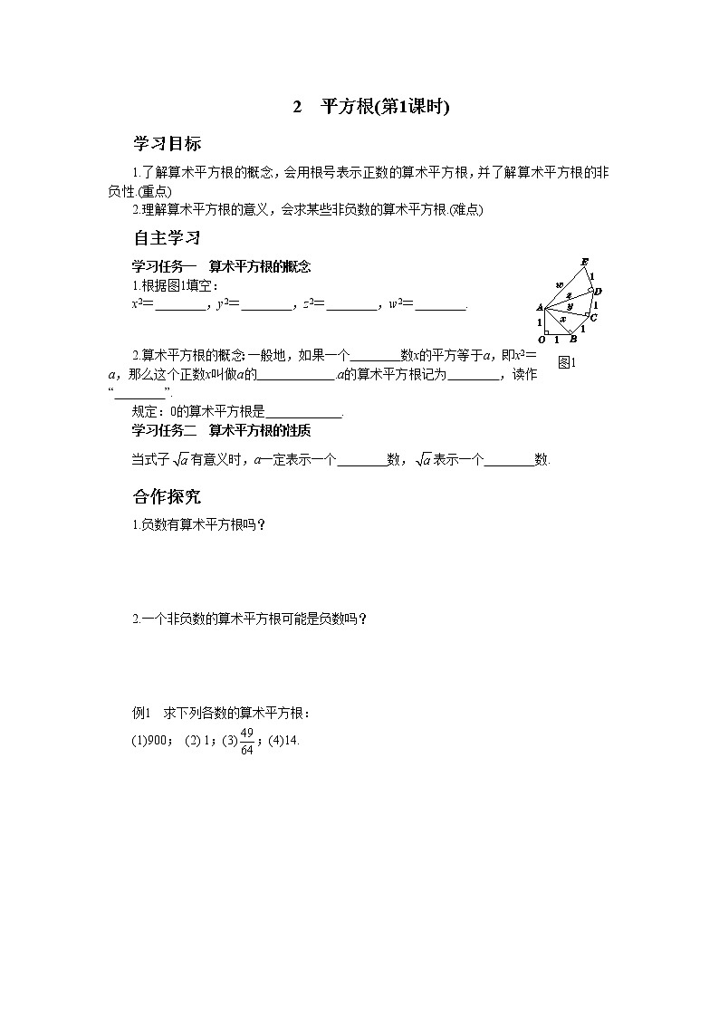 北师大版数学八上·2.2 平方根（第1课时）（课件+教案+学案+练习）01