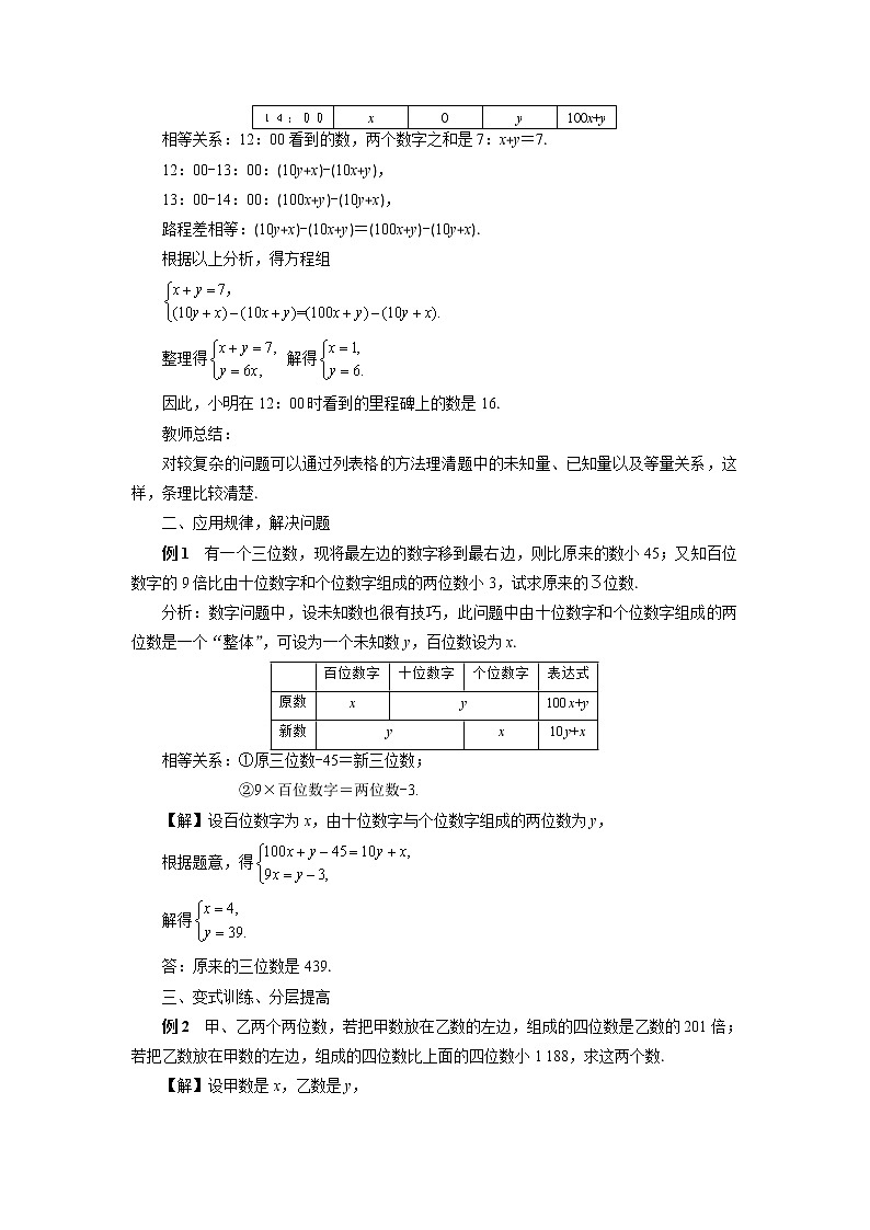 北师大版数学八上·5.5 应用二元一次方程组——里程碑上的数（课件+教案+学案+练习）02