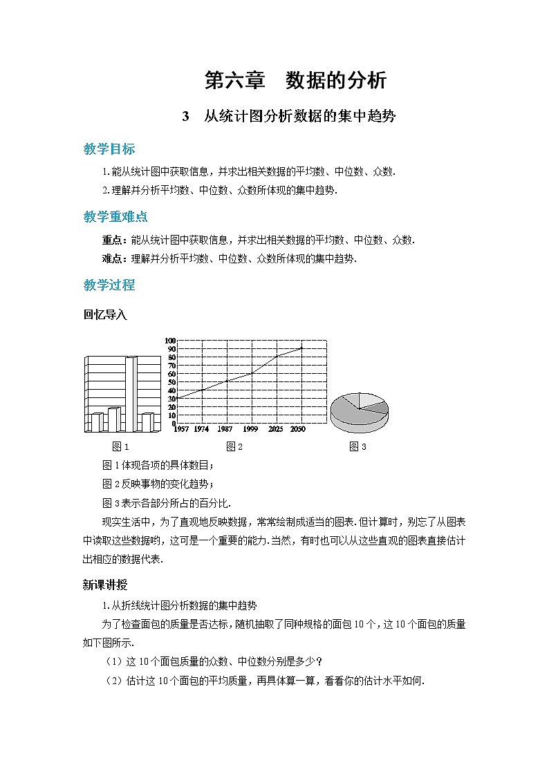 北师大版数学八上·6.3 从统计图分析数据的集中趋势（课件+教案+学案+练习）01