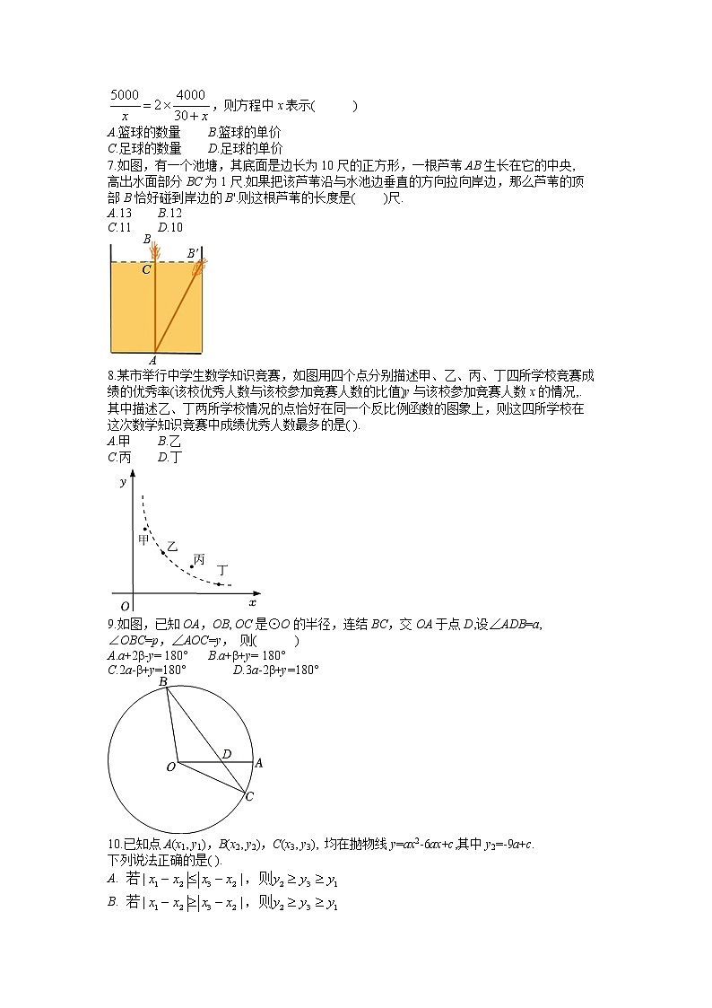 浙江省杭州市西湖区第十五中学（杭州十五中教育集团）2022—2023学年下学期三月质量调研九年级数学试题02