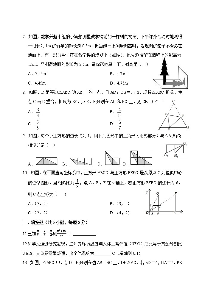 东平县实验中学2023年八年级第二学期八年级数学第九章图形的相似检测题第2页