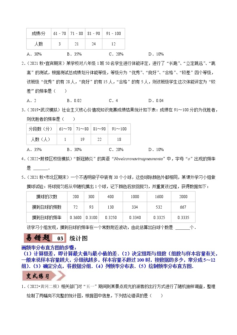 易错点08 统计与概率（7大易错典型）-备战2023年中考数学考试易错题【全国通用】03