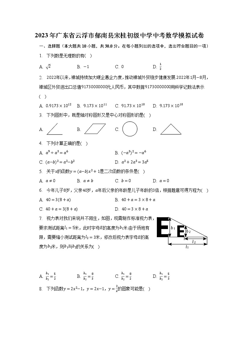 2023年广东省云浮市郁南县宋桂初级中学中考数学模拟试卷（含解析）01
