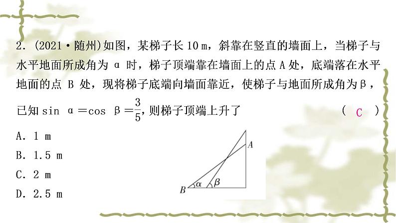 中考数学复习方法技巧突破(六)解直角三角形之四大模型作业课件第3页