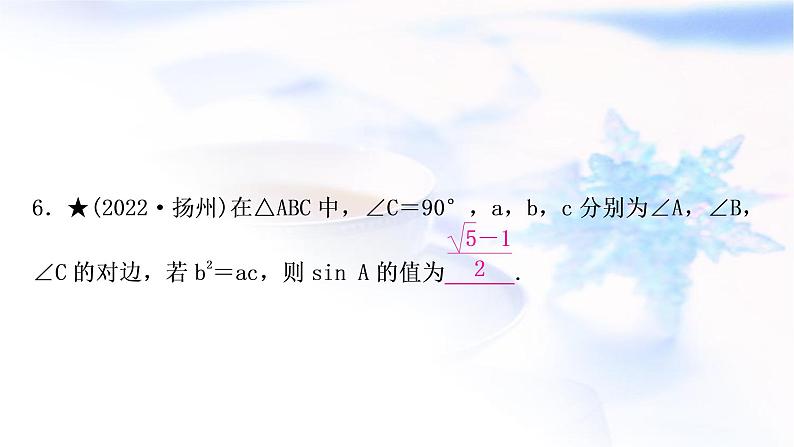 中考数学复习第四章三角形第六节锐角三角函数与解直角三角形的实际应用作业课件06