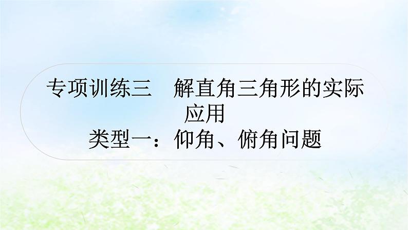 中考数学复习专项训练三解直角三角形的实际应用类型一仰角、俯角问题作业课件01