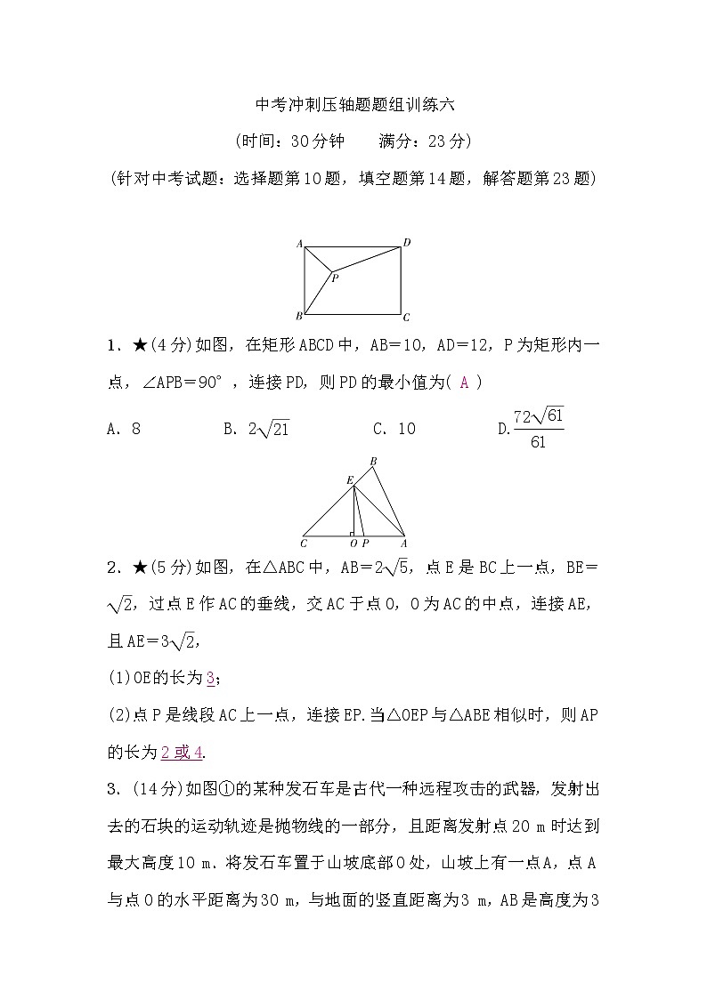 中考数学复习中考冲刺压轴题题组训练六含答案第1页