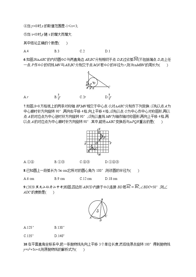 人教版初中数学九年级上册期末测评含答案02