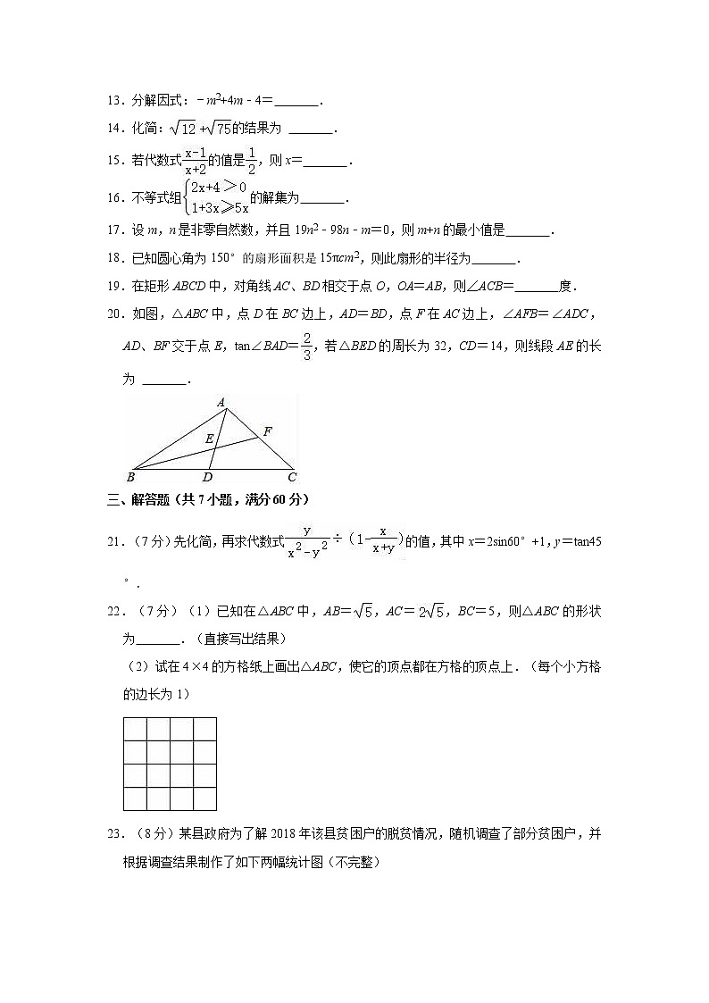 2022-2023学年人教版（五四）九年级下册数学期中复习试卷(含答案)第3页