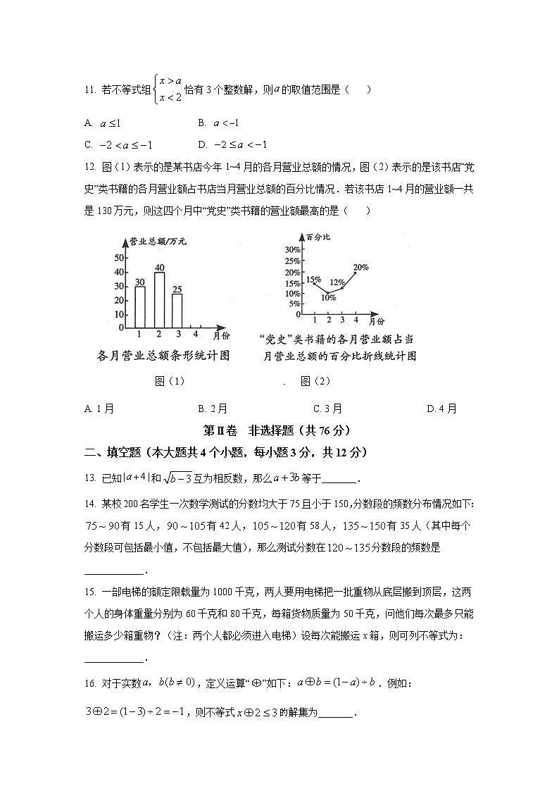 贵州省黔南州长顺县2021-2022学年七年级下学期阶段综合练习（四）数学试卷(含答案)第3页