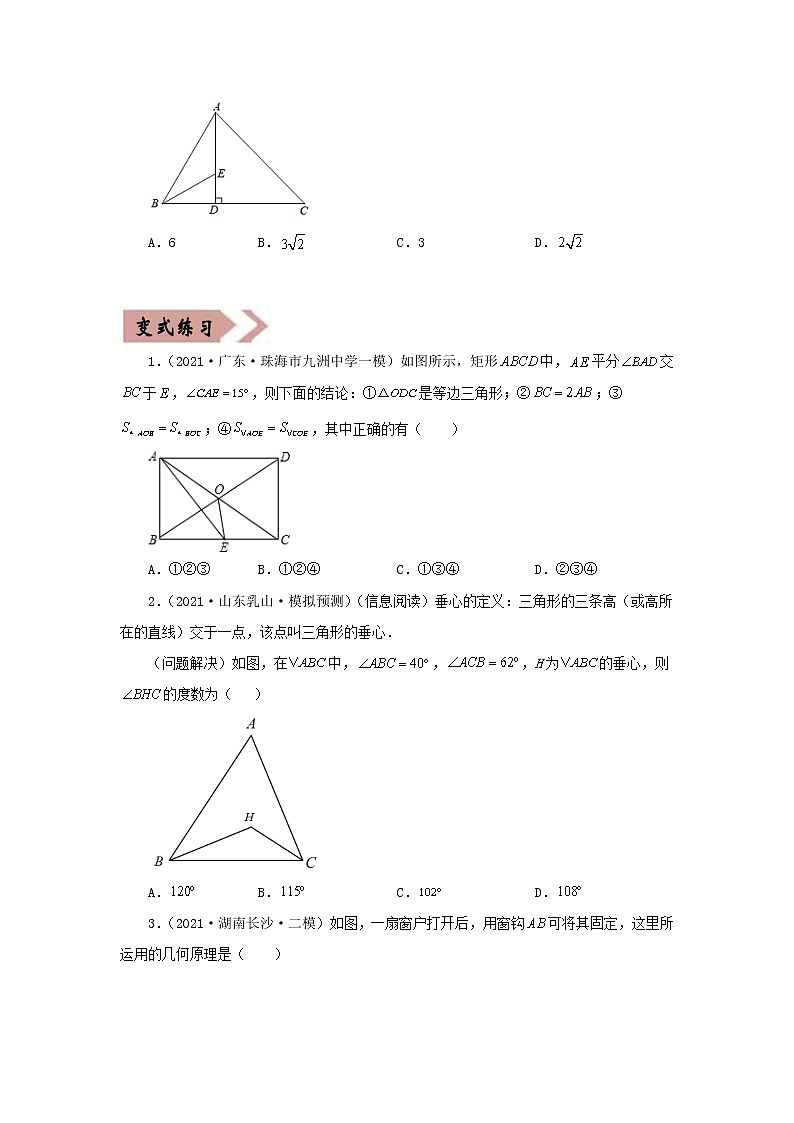 备战中考数学易错题精编  易错点04 三角形 (原卷版)02