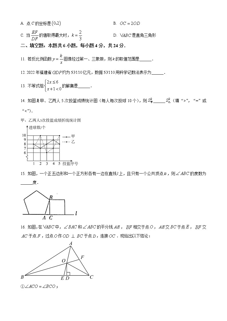 2023年福建省漳州市初中毕业班第一次质量检测数学试题03