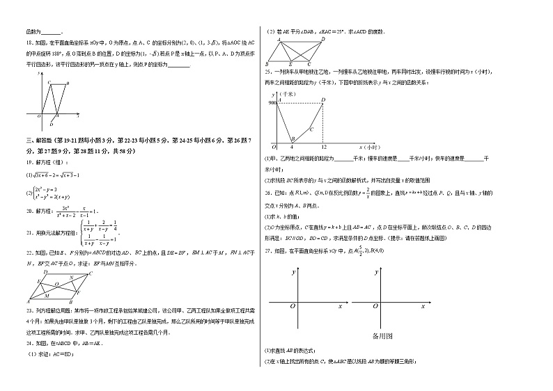 数学（沪教版A卷）-（考试版）A3（范围：20.1-22.2）第2页