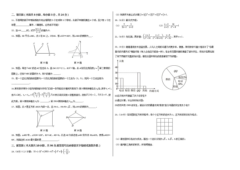 八年级数学（江苏苏州A卷）-（考试版）A3（测试范围：苏科版八年级下册第7-11章）第2页