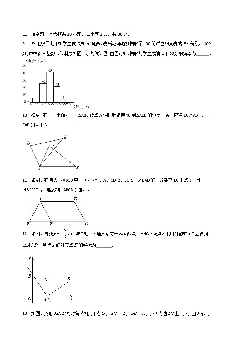 数学（江苏徐州A卷）-学易金卷：2022-2023学年八年级下学期期中考前必刷卷03
