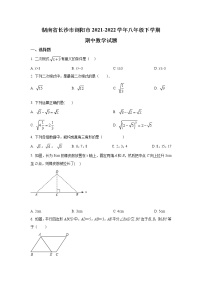 湖南省长沙市浏阳市2021-2022学年八年级下学期期中考试数学试卷(含答案)