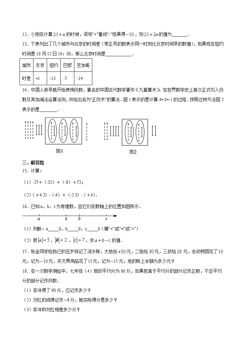 专题2.3 有理数的减法（基础检测）-七年级数学上册拔尖题精选精练（浙教版）02