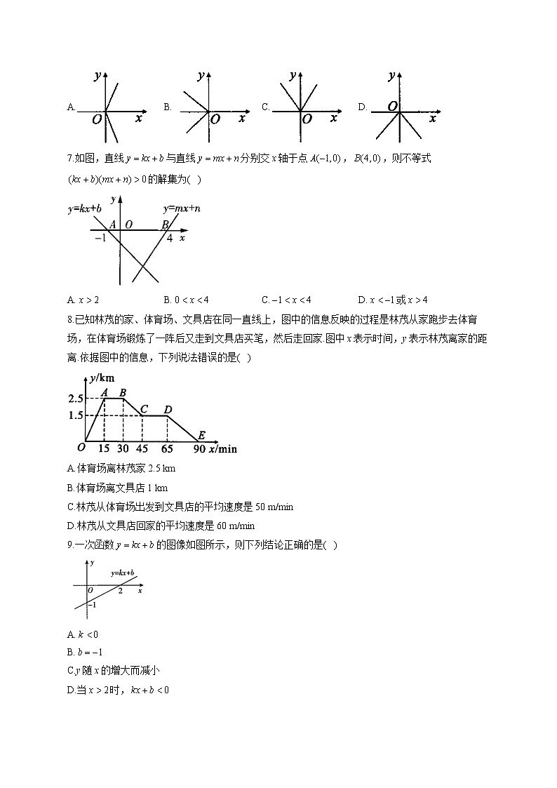 第19章 一次函数 基础夯实—人教版八年级下册数学单元测试A卷(含答案)第2页
