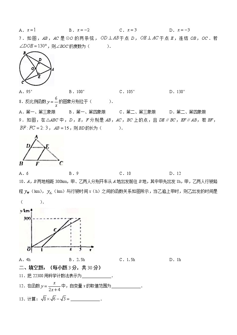 2023年黑龙江省哈尔滨市阿城区中考一模数学试题（含答案）02