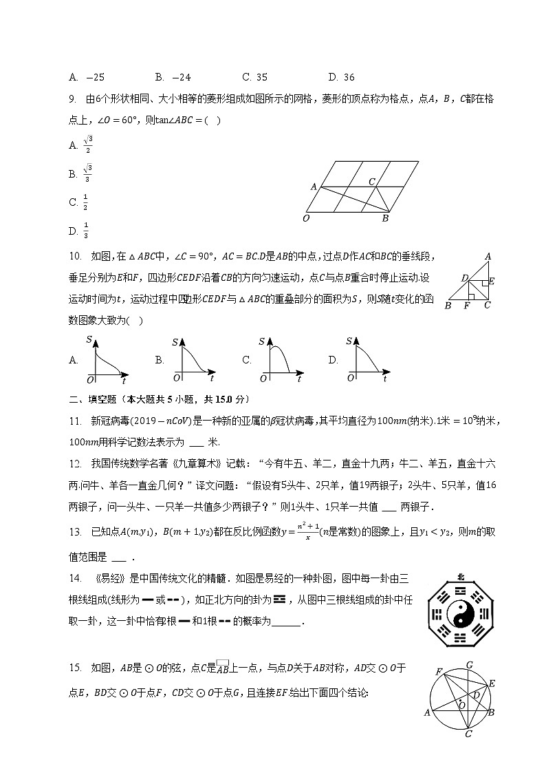 2023年湖北省天门市八校联考中考数学一模试卷及答案02