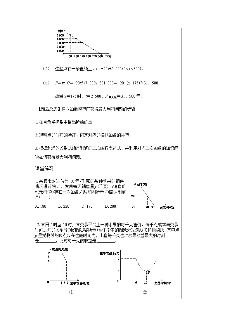 上海科技版中学数学九年级上第21章 二次函数与反比例函数21.6　综合与实践　获取最大利润 教学详案第3页