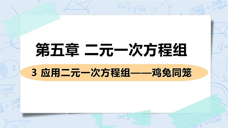 第五章 二元一次方程组 3 应用二元一次方程组——鸡兔同笼 课件+教案01