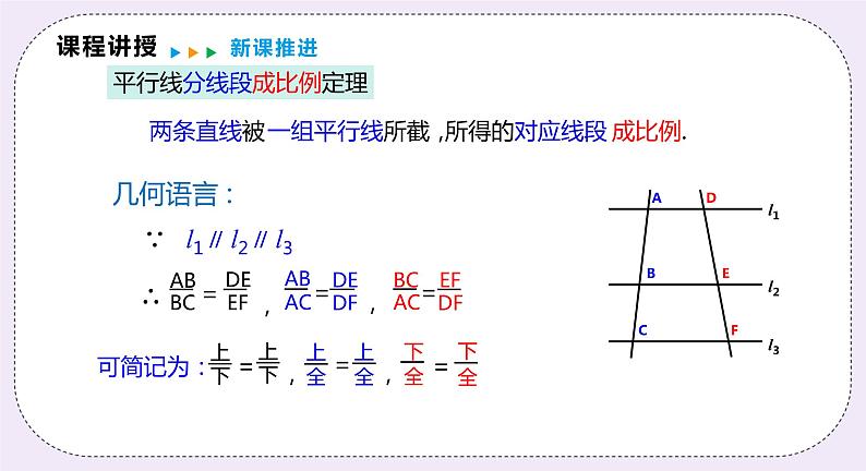 22.1.4《平行线分线段成比例定理及推论》 课件PPT沪科版数学九上08