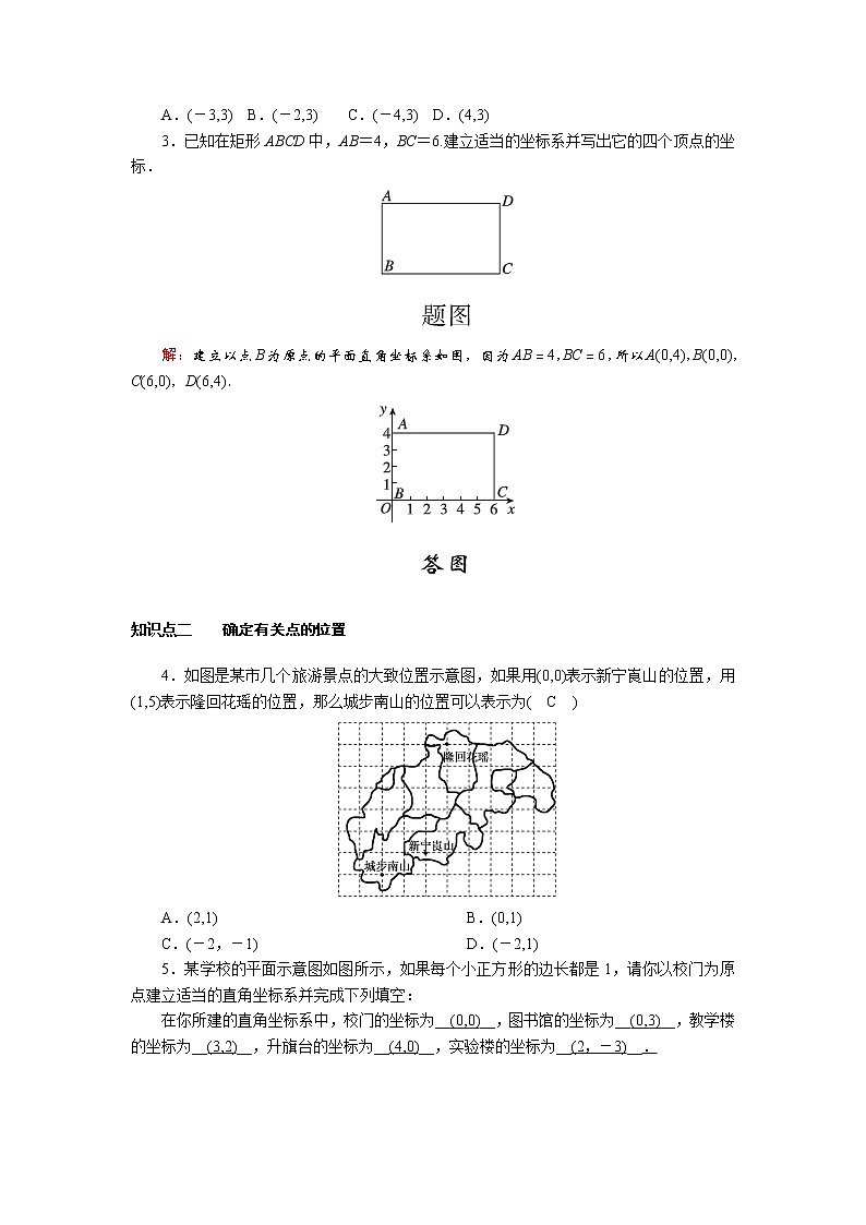 3.2.3 建立平面直角坐标系求点的坐标 北师大版八年级数学上册作业(含答案)第2页