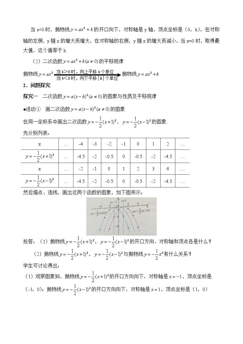 人教版（五四学制）九上数学 28.1.3 二次函数y=a（x－h）^2＋k的图象和性质 第2课时 课件+教案03