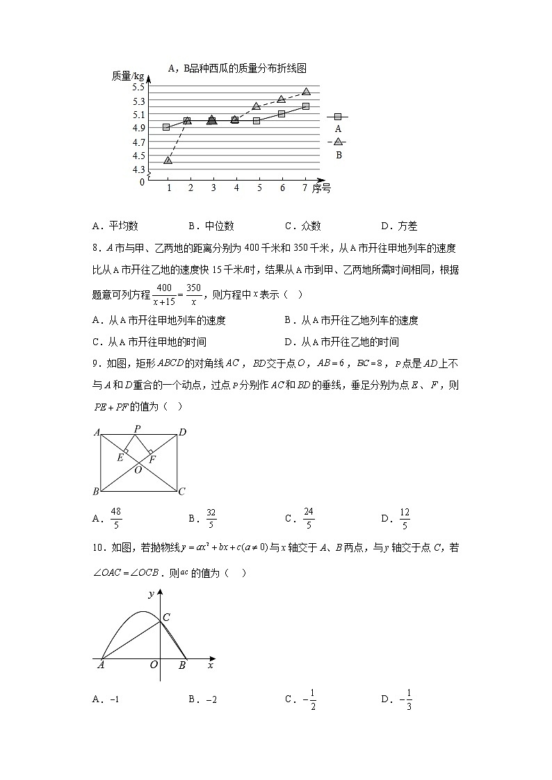 2023年福建省三明市永安市中考一模数学试题（含答案）02