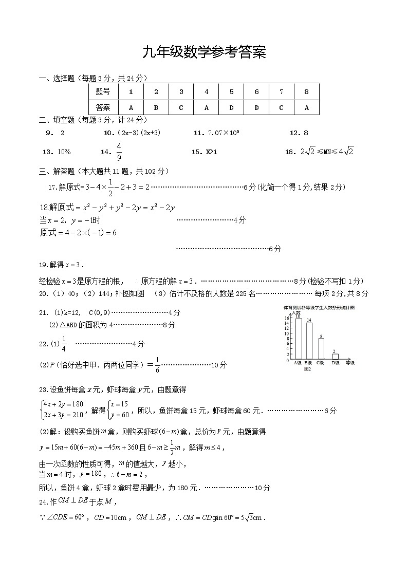 江苏省盐城市东台市实验中学2022-2023学年下学期九年级数学期中考试题01